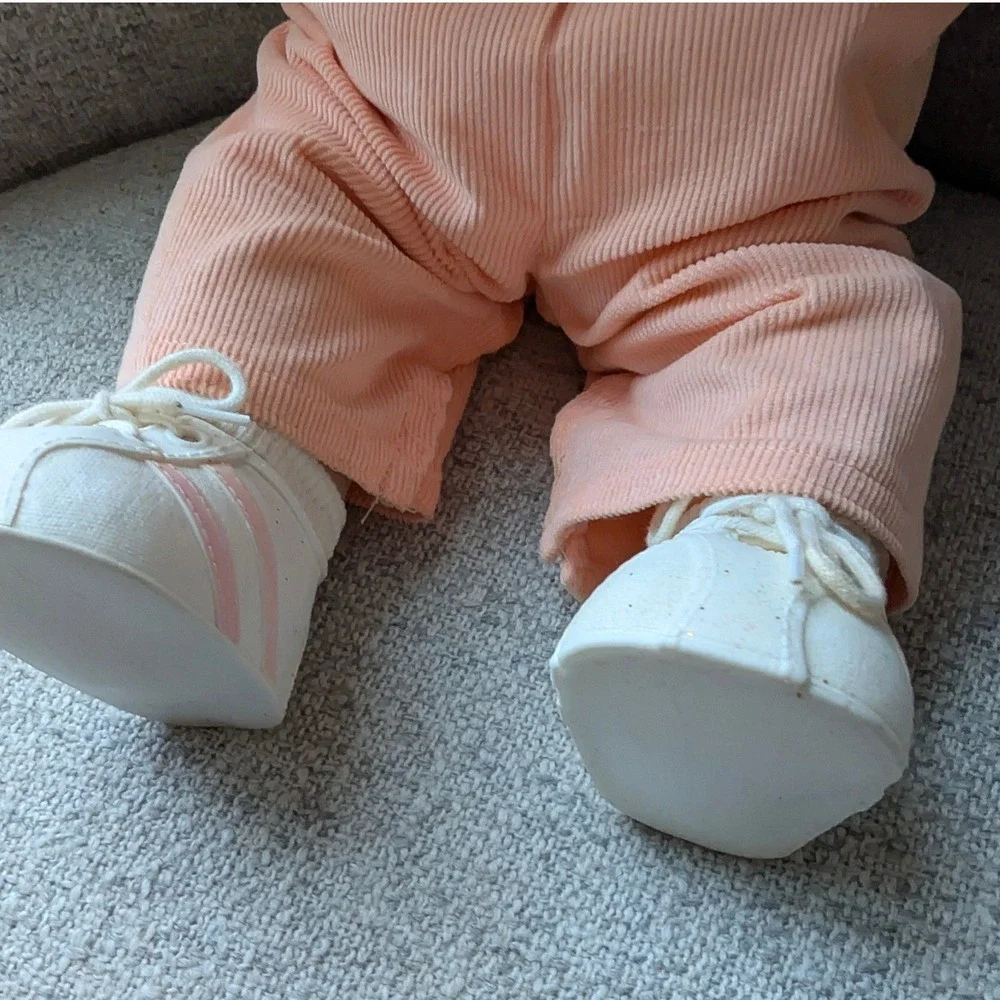 Cabbage Patch Vintage‎ 1982 Kids Doll Yellow Yarn Hair Pigtails Peach Corduroy